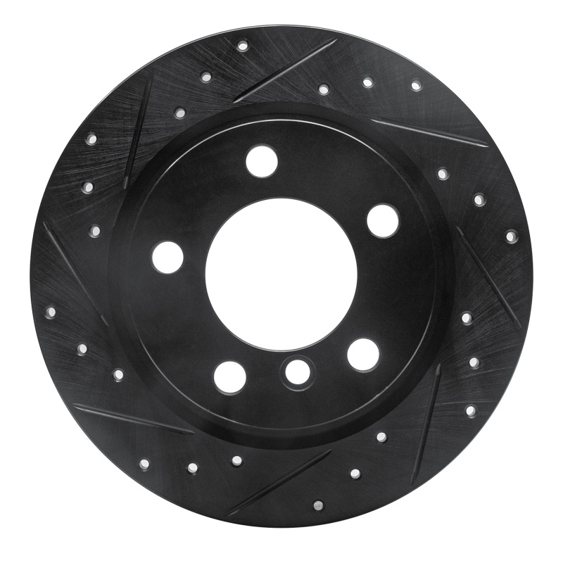 Mini Cooper Paceman Brake Rotor (1) - Rear Left - R1 Concepts - Drilled & Slotted - Black - `11-`16
